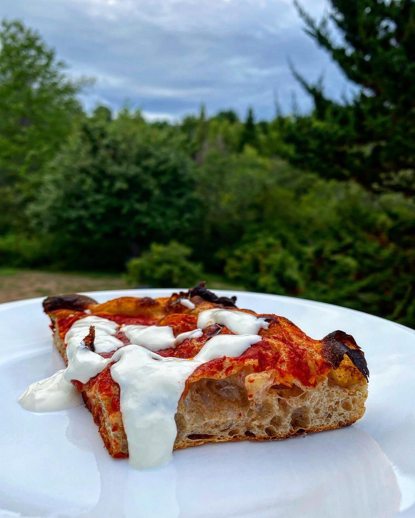 Italia, meet Maine. 
Tomato + Cheese (Pizza Rossa e Stracciatella). If you like Margherita di Bufala, you&rsquo;ll dig it. Order by the piece, four pieces make a whole pizza. 
#forzaitalia #radici #radicimeansroots #realbread #portlandme